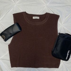 Aritzia Babaton Sculpt Knit Muscle Tank in Chocolate Brown
